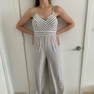 Black and white stripe jumpsuit